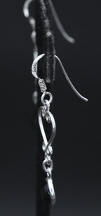 Vintage Sterling Silver Black Onyx Heart Dangle Earrings