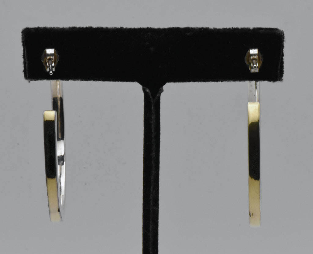 Vintage Sterling Silver and Gold Tone 3/4 Hoop Earrings