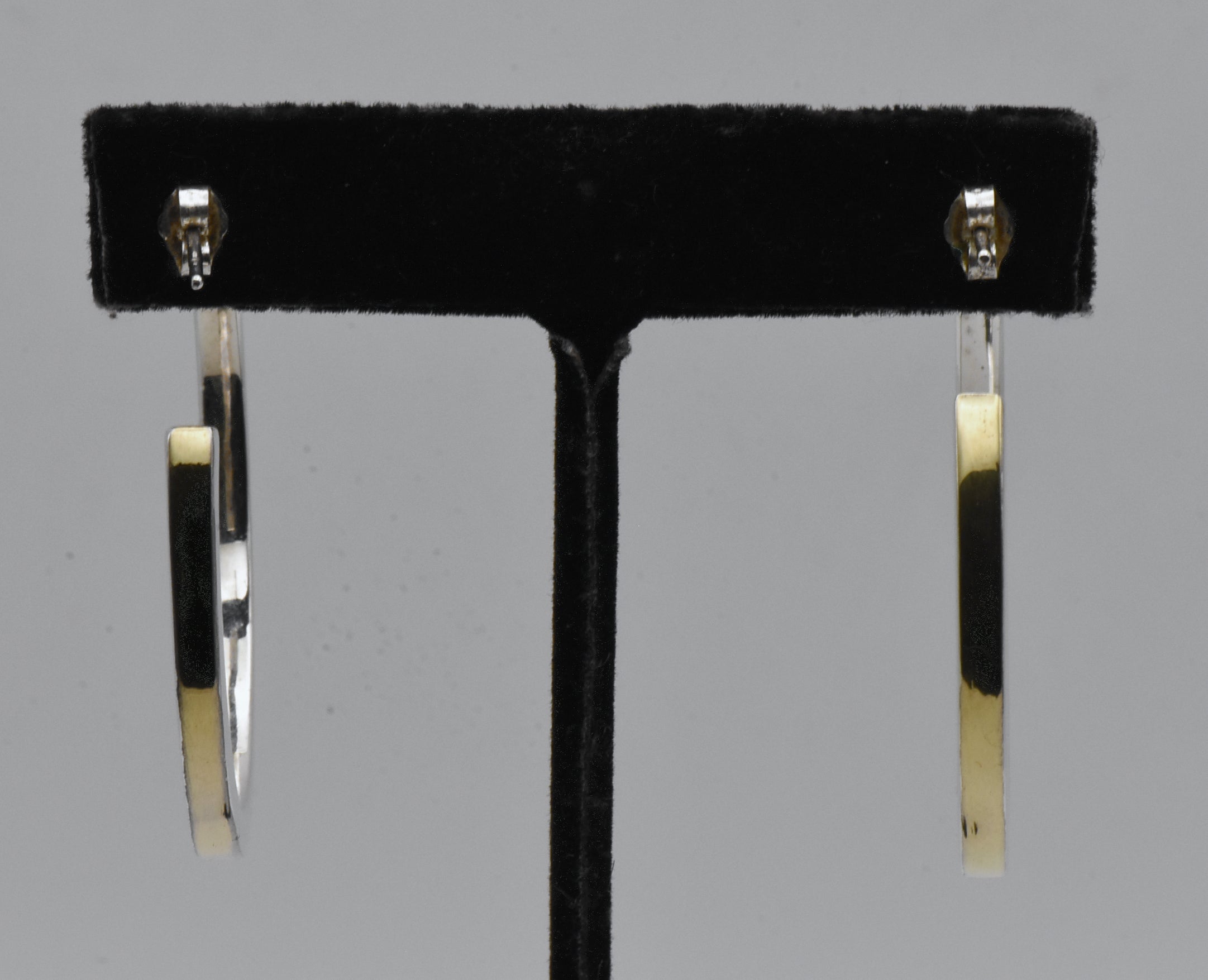 Vintage Sterling Silver and Gold Tone 3/4 Hoop Earrings
