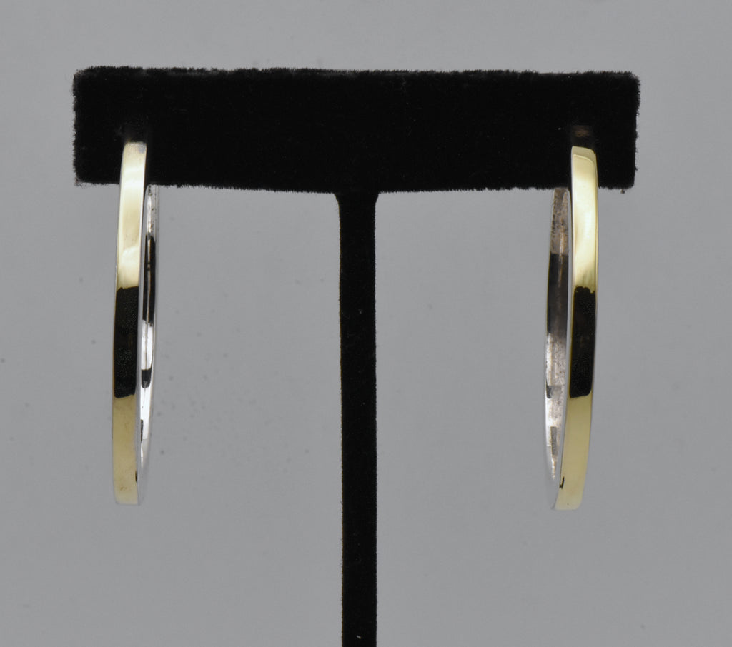 Vintage Sterling Silver and Gold Tone 3/4 Hoop Earrings