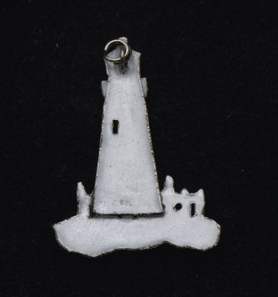 Vintage Sterling Silver Enameled Lighthouse Pendant