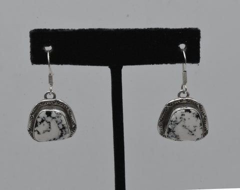 Secatero - Vintage Howlite Sterling Silver Dangle Earrings