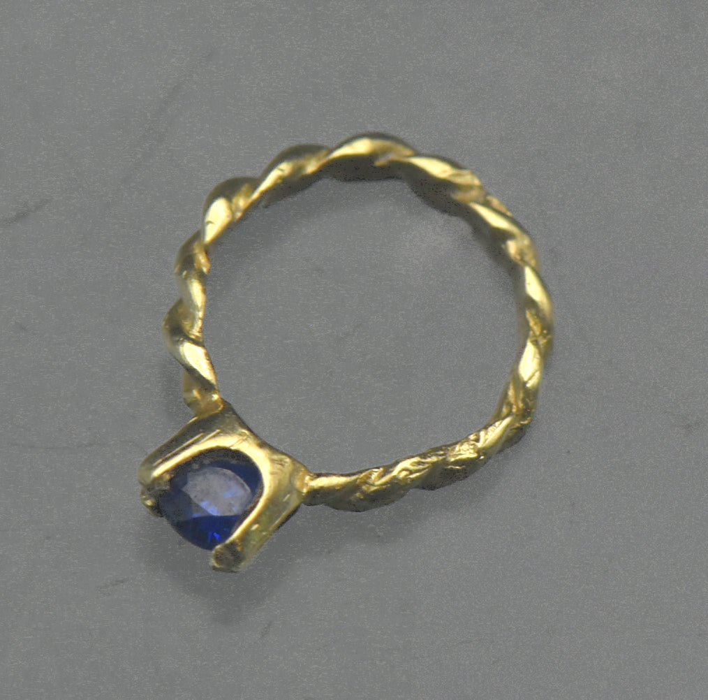 Vintage 10k Gold and Sapphire Hoop Charm - AS IS