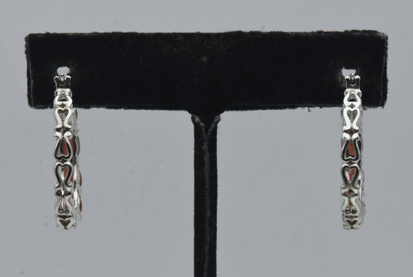 Sterling Silver and Garnet Hoop Earrings