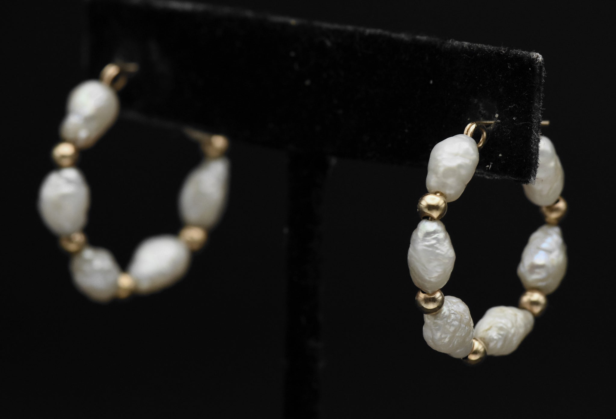 Freshwater Pearl 14K Gold Hoop Earrings