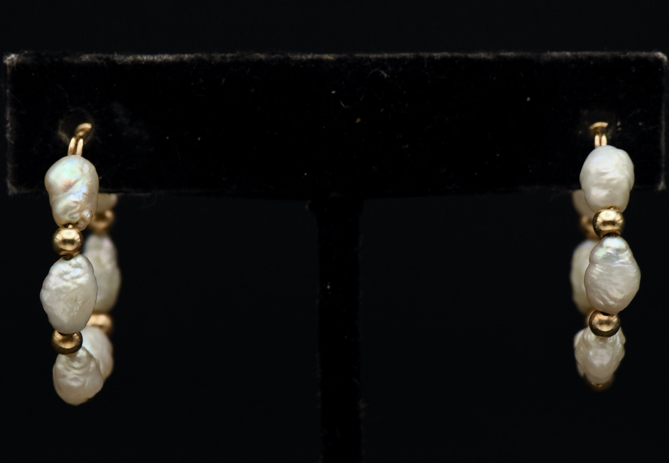 Freshwater Pearl 14K Gold Hoop Earrings