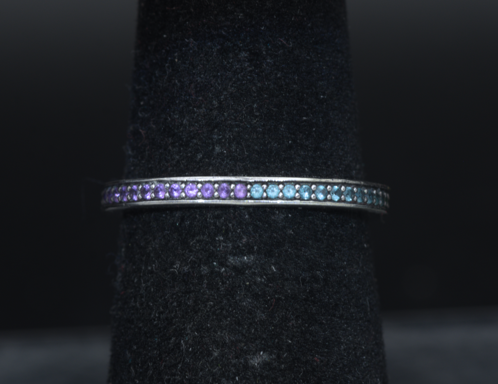 Pandora - Vintage Sterling Silver "Arc of Love" Multi-Color CZ Band - Size 6