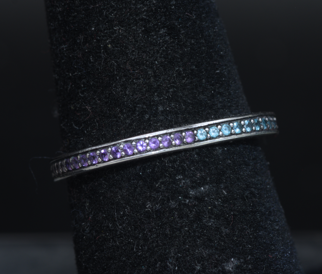 Pandora - Vintage Sterling Silver "Arc of Love" Multi-Color CZ Band - Size 6