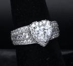 Sterling Silver Heart Cut Cubic Zirconia Halo Ring - Size 6