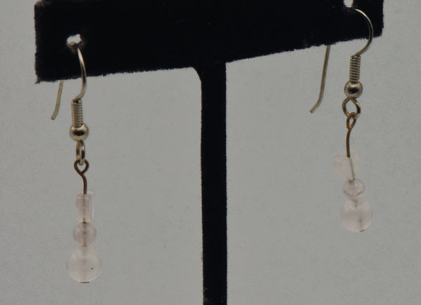 Rose Quartz Bead Dangle Earrings