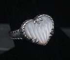 Judith Ripka - Sterling Silver Mother of Pearl & CZ Heart Ring - Size 7