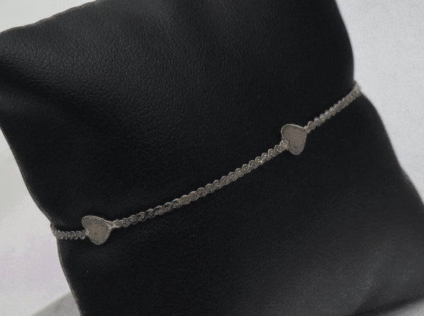 Vintage Italian Sterling Silver Heart Chain Bracelet - Broken Clasp