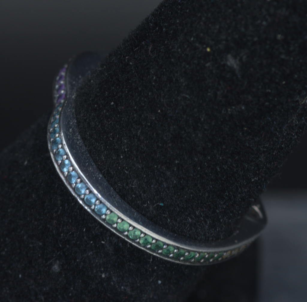 Pandora - Vintage Sterling Silver "Arc of Love" Multi-Color CZ Band - Size 6