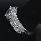 Sterling Silver Heart Cut Cubic Zirconia Halo Ring - Size 6