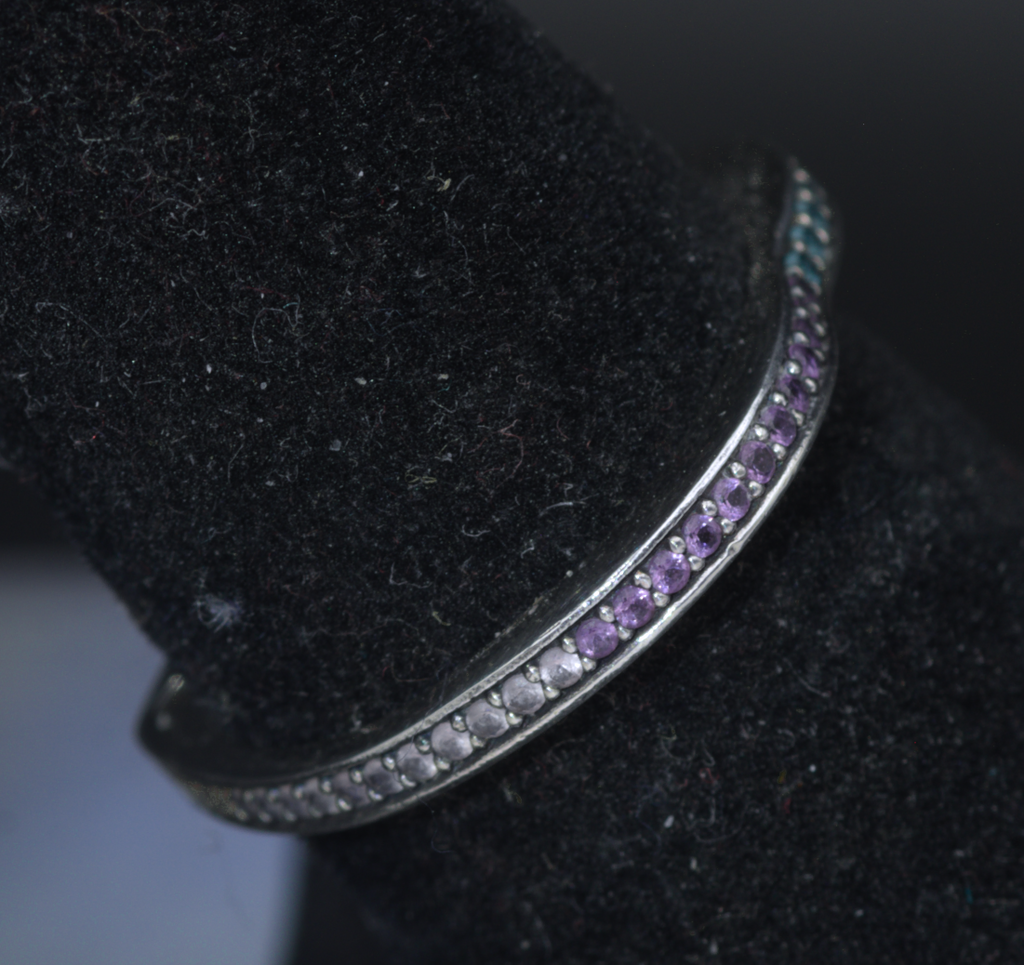 Pandora - Vintage Sterling Silver "Arc of Love" Multi-Color CZ Band - Size 6