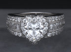 Sterling Silver Heart Cut Cubic Zirconia Halo Ring - Size 6