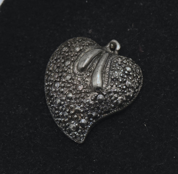 Vintage Silver Tone Metal Heart Pendant