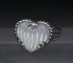 Judith Ripka - Sterling Silver Mother of Pearl & CZ Heart Ring - Size 7