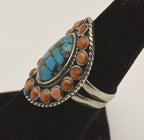 Vintage Handmade Sterling Silver Turquoise and Shell Ring - Size 6