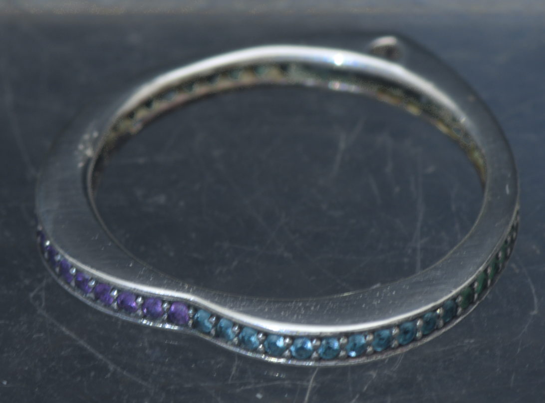 Pandora - Vintage Sterling Silver "Arc of Love" Multi-Color CZ Band - Size 6