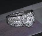 Sterling Silver Heart Cut Cubic Zirconia Halo Ring - Size 6