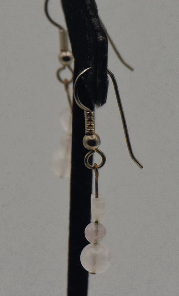 Rose Quartz Bead Dangle Earrings