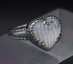 Judith Ripka - Sterling Silver Mother of Pearl & CZ Heart Ring - Size 7