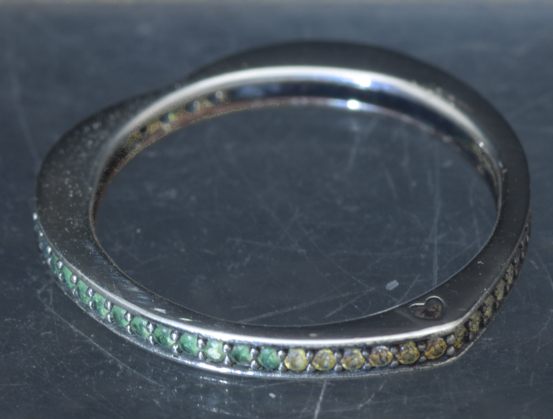 Pandora - Vintage Sterling Silver "Arc of Love" Multi-Color CZ Band - Size 6