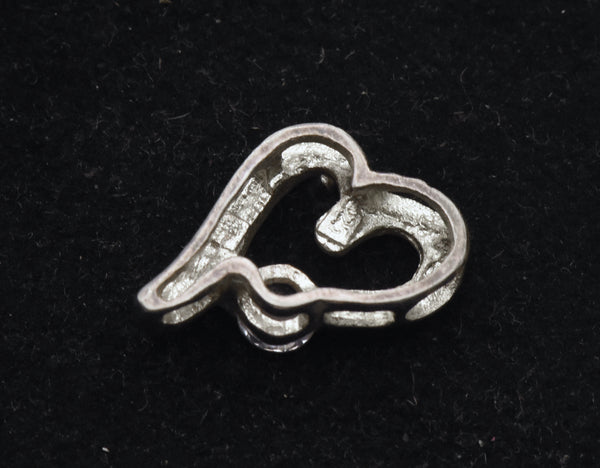 Vintage Sterling Silver and Cubic Zirconia Heart Slide Pendant