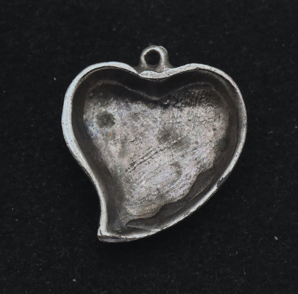 Vintage Silver Tone Metal Heart Pendant
