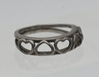 Vintage Handmade Sterling Silver Hearts Ring - Size 6.5