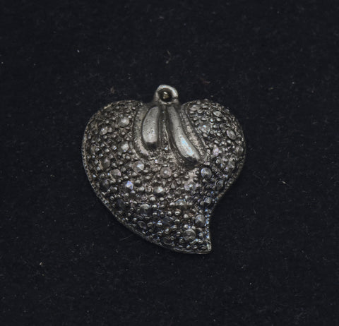 Vintage Silver Tone Metal Heart Pendant