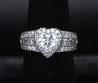 Sterling Silver Heart Cut Cubic Zirconia Halo Ring - Size 6