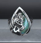 Vintage Sterling Silver Abalone Shell Horse Ring - Size 8