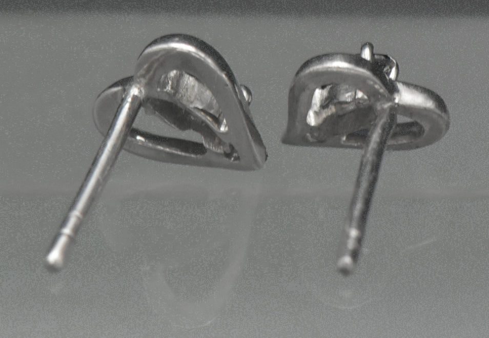 Vintage Sapphire Sterling Silver Heart Stud Earrings