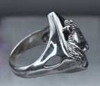 Vintage Sterling Silver Abalone Shell Horse Ring - Size 8