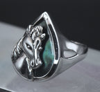 Vintage Sterling Silver Abalone Shell Horse Ring - Size 8