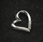 Vintage 10k White Gold Diamonds Heart Pendant