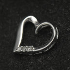 Vintage 10k White Gold Diamonds Heart Pendant