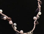 Vintage Beaded Cord Necklace with Gemstones and Faux Pearls, Heart Pendant - 24"