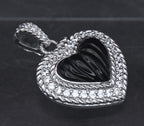 Judith Ripka - Sterling Silver Black Onyx & CZ Heart Pendant