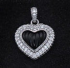Judith Ripka - Sterling Silver Black Onyx & CZ Heart Pendant