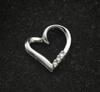 Vintage 10k White Gold Diamonds Heart Pendant