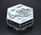 Vintage Hand Painted Ceramic Hexagonal Trinket Lidded Box