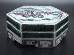 Vintage Hand Painted Ceramic Hexagonal Trinket Lidded Box