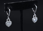 Vintage Heart Cut Cubic Zirconia Sterling Silver Earrings