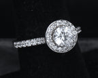 Sterling Silver Cubic Zirconia Halo Ring - Size 7