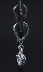 Vintage Heart Cut Cubic Zirconia Sterling Silver Earrings