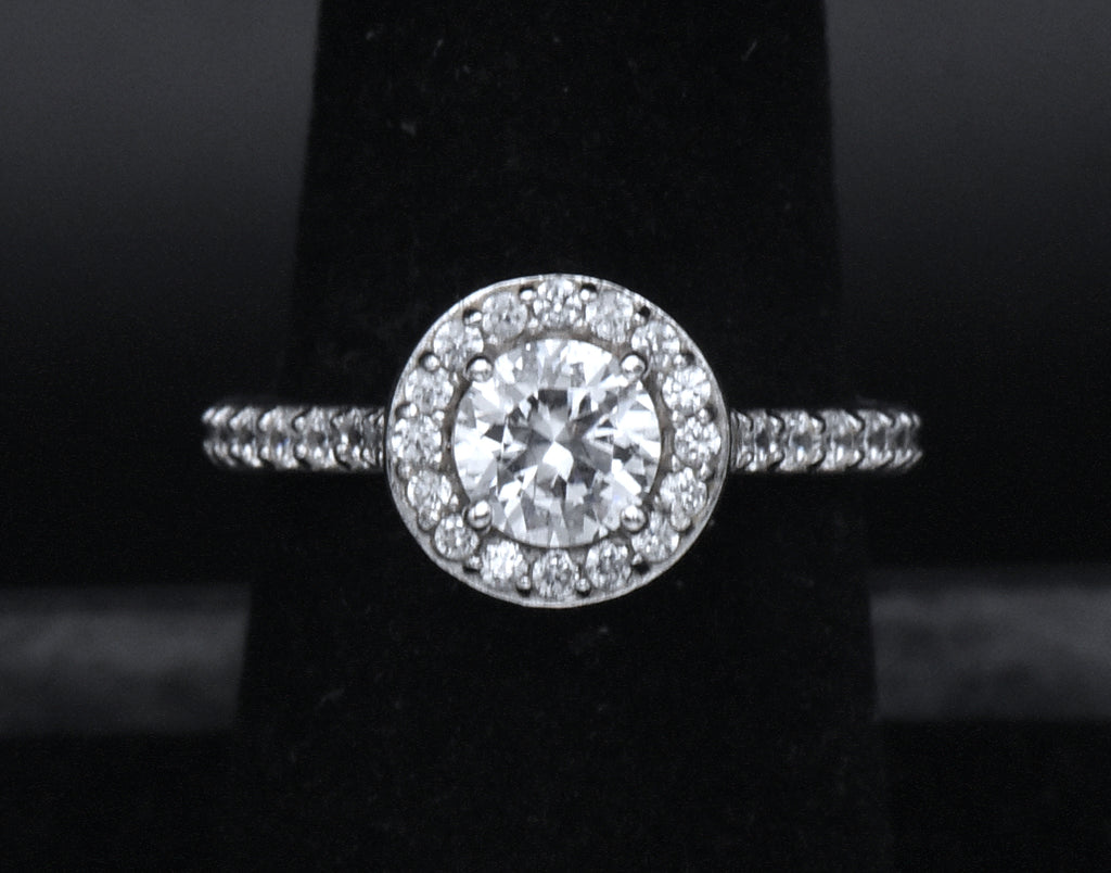 Sterling Silver Cubic Zirconia Halo Ring - Size 7