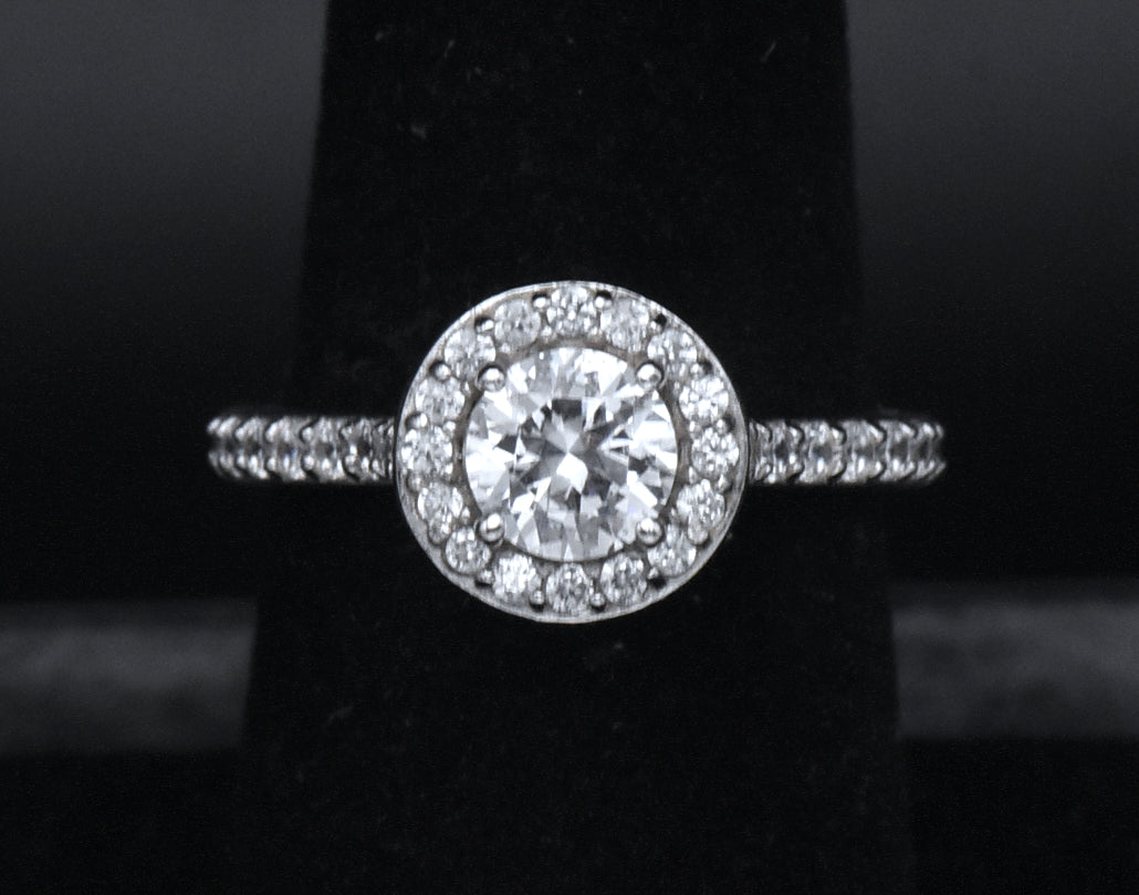 Sterling Silver Cubic Zirconia Halo Ring - Size 7